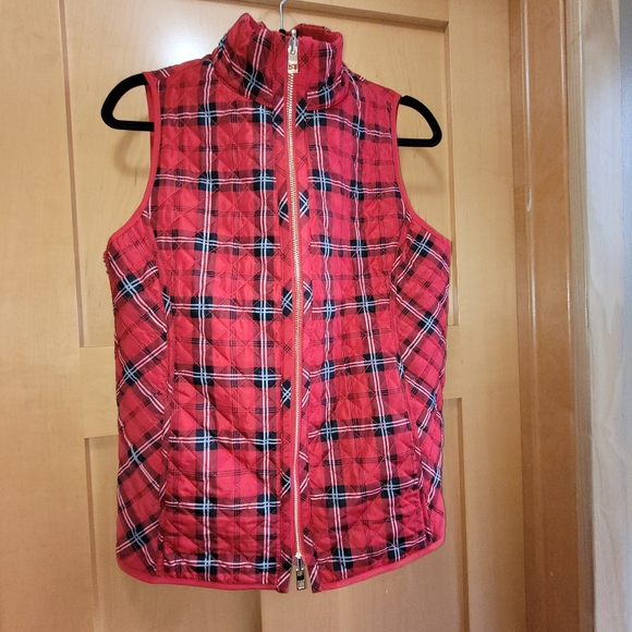 Chico's Red Plaid Reversible Diamond Quilted Insulated Vest - Picture 6 of 7